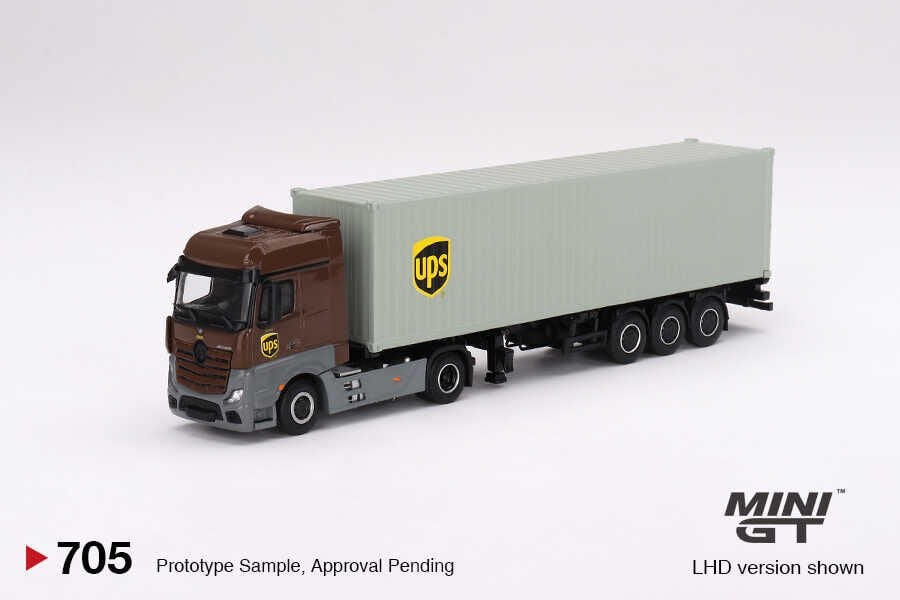 Mini GT 1/64 Mercedes-Benz Actros w/ 40 Ft Container '' UPS Europe'' MGT00705